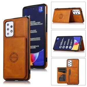 huismerk Voor Samsung Galaxy A52 5G Calf Texture Magnetic Card Bag PU-telefoonhoes