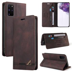 huismerk Voor Samsung Galaxy S20 + Skin Feel Anti-Diefstal Borstel Horizontale Flip Leren Case Met Houder & Card Slots & Portemonnee (Bruin)