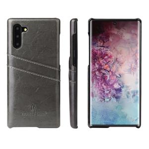 huismerk Fierre Shann retro olie Wax textuur PU lederen draagtas met kaartsleuven voor Galaxy Note 10 (zwart)