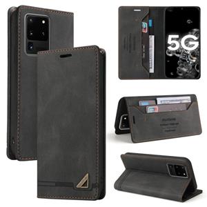 huismerk Voor Samsung Galaxy S20 Ultrahuid Feel Anti-Diefstal Borstel Horizontale Flip Leren Case Met Houder & Card Slots & Wallet (Zwart)