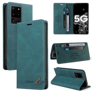 huismerk Voor Samsung Galaxy S20 Ultra Skin Feel Anti-Diefstal Borstel Horizontale Flip Leren Case Met Houder & Card Slots & Wallet (Blauw)