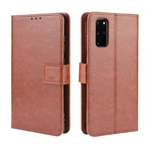 huismerk Voor Galaxy S20+/S20+5G Retro Crazy Horse Texture Horizontal Flip Leather Case with Holder & Card Slots & Photo Frame(Brown)