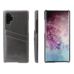 huismerk Fierre Shann retro olie Wax textuur PU lederen draagtas met kaartsleuven voor Galaxy Note 10 + (zwart)