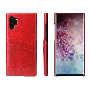 huismerk Fierre Shann retro olie Wax textuur PU lederen draagtas met kaartsleuven voor Galaxy Note 10 + (rood)