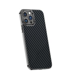 huismerk Koolstofvezel Kevlar galvaniseren telefoonhoes voor iPhone 13 Pro Max