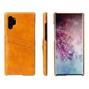 huismerk Fierre Shann retro olie Wax textuur PU lederen draagtas met kaartsleuven voor Galaxy Note 10 + (geel)