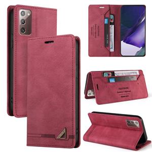 huismerk Voor Samsung Galaxy Note20 Skin Feel Anti-Diefstal Borstel Horizontale Flip Leren Case Met Houder & Card Slots & Portemonnee (Wijnrood)