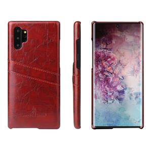 huismerk Fierre Shann retro olie Wax textuur PU lederen draagtas met kaartsleuven voor Galaxy Note 10 + (Brown)