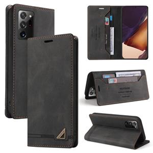 huismerk Voor Samsung Galaxy Note20 Ultra Skin Feel Anti-Diefstal Borstel Horizontale Flip Leren Case Met Houder & Card Slots & Portemonnee (Zwart)