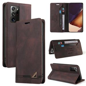 huismerk For Samsung Galaxy Note20 Ultra Skin Feel Anti-theft Brush Horizontal Flip Leather Case with Holder & Card Slots & Wallet(Brown)