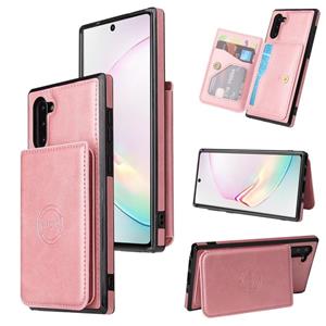 huismerk For Samsung Galaxy Note10 Calf Texture Magnetic Card Bag PU Phone Case(Rose Gold)