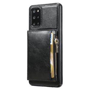 huismerk Voor Samsung Galaxy S20 + Zipper Wallet Bag PU-achterkant Cover ShockRPoof Telefoonhoesje Met Houder & Kaart Slots & Portemonnee (Zwart)