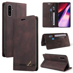 huismerk For Samsung Galaxy Note10 Skin Feel Anti-theft Brush Horizontal Flip Leather Case with Holder & Card Slots & Wallet(Brown)