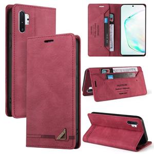 huismerk For Samsung Galaxy Note10+ Skin Feel Anti-theft Brush Horizontal Flip Leather Case with Holder & Card Slots & Wallet(Wine Red)