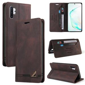 huismerk For Samsung Galaxy Note10+ Skin Feel Anti-theft Brush Horizontal Flip Leather Case with Holder & Card Slots & Wallet(Brown)