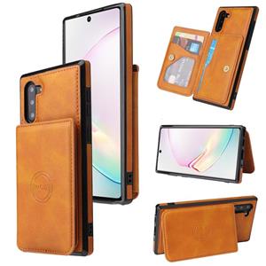 huismerk Voor Samsung Galaxy Note10 Calf Texture Magnetic Card Bag PU Phone Case (Brown)