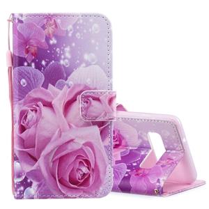 huismerk Rose-patroon horizontale Flip lederen Case voor Galaxy S10 met houder & kaartsleuven & portemonnee