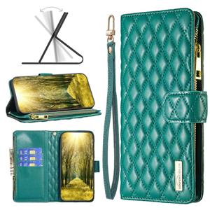 huismerk Voor Oppo A94 4G Diamond Lattice Zipper Wallet Leather Flip Phone Case