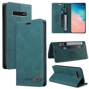 huismerk For Samsung Galaxy S10 Skin Feel Anti-theft Brush Horizontal Flip Leather Case with Holder & Card Slots & Wallet(Blue)