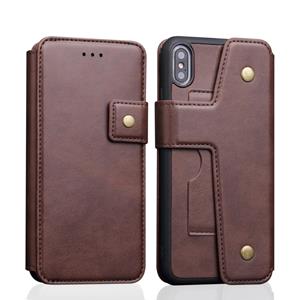 huismerk Koeienhuid textuur magnetische absorptie afneembare horizontale Flip lederen case voor iPhone XS Max met houder & kaartsleuven & portemonnee (koffie)