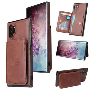 huismerk For Samsung Galaxy Note10+ Calf Texture Magnetic Card Bag PU Phone Case(Coffee)