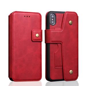 huismerk Koeienhuid textuur magnetische absorptie afneembare horizontale Flip lederen case voor iPhone XS Max met houder & kaartsleuven & portemonnee (rood)