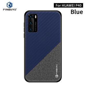 PINWUYO Voor Huawei P40  Rong Series Shockproof PC + TPU+ Chemical Fiber Cloth Protective Cover(Blauw)