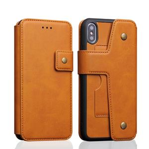 huismerk Koeienhuid textuur magnetische absorptie afneembare horizontale Flip lederen case voor iPhone XS Max met houder & kaartsleuven & portemonnee (geel)