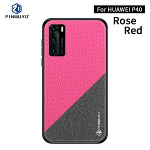 PINWUYO Voor Huawei P40  Rong-serie Shockproof PC + TPU+ Chemical Fiber Cloth Protective Cover (Rood)