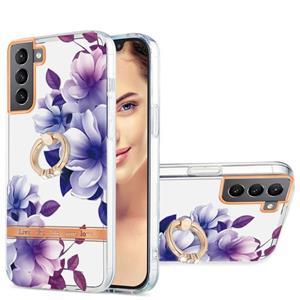 huismerk For Samsung Galaxy S22 5G Ring IMD Flowers TPU Phone Case(Purple Begonia)