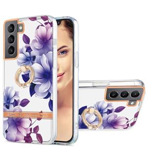 huismerk For Samsung Galaxy S22+ 5G Ring IMD Flowers TPU Phone Case(Purple Begonia)