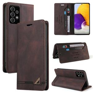 huismerk Voor Samsung Galaxy A72 5G / 4G Huid Feel Anti-Diefstal Borstel Horizontale Flip Leren Case Met Houder & Card Slots & Portemonnee (Bruin)