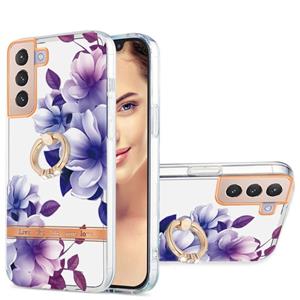 huismerk For Samsung Galaxy S21+ 5G Ring IMD Flowers TPU Phone Case(Purple Begonia)