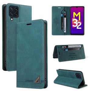 huismerk Voor Samsung Galaxy M32 Skin Feel Anti-Diefstal Borstel Horizontale Flip Leren Case Met Houder & Card Slots & Portemonnee