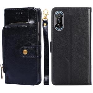 huismerk For Xiaomi Redmi K40 Gaming Zipper Bag Horizontal Flip Leather Phone Case with Holder & Card Slots & Lanyard(Black)