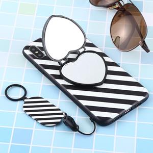 huismerk Liefde spiegel Mobilalarmtoestel bescherming terug Cover Case met ring opknoping touw & houder voor iPhone XS Max (Stripe)