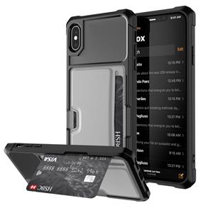 huismerk Schokbestendige magnetische PC Case voor iPhone XS Max met kaartsleuf (grijs)