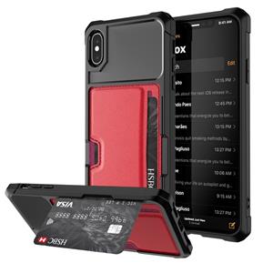 huismerk Schokbestendige magnetische PC Case voor iPhone XS Max met kaartsleuf (rood)