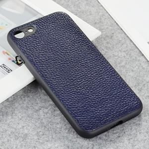 huismerk Litchi textuur echt lederen opvouwbare beschermhoes voor iPhone 8 / 7 (Blauw)