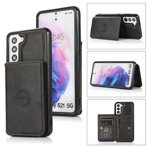 huismerk Voor Samsung Galaxy S21 + 5G Calf Texture Magnetic Card Bag PU-telefooncase