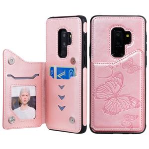 huismerk Voor Galaxy S10 Plus Butterfly Embossing Pattern Shockproof Protective Case met Holder & Card Slots & Photo Frame (Rose Gold)