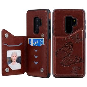 huismerk Voor Galaxy S10 Plus Butterfly Embossing Pattern Shockproof Protective Case met Holder & Card Slots & Photo Frame(Brown)