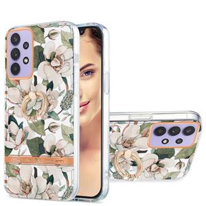 huismerk For Samsung Galaxy A32 5G Ring IMD Flowers TPU Phone Case(Green Gardenia)