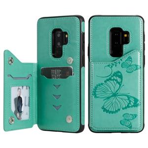 huismerk Voor Galaxy S10 Plus Butterfly Embossing Pattern Shockproof Protective Case met Holder & Card Slots & Photo Frame(Groen)