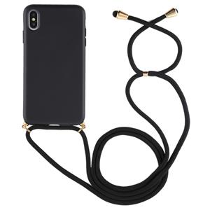 huismerk Voor iPhone XS Max TPU anti-vallen mobiele telefoon geval met Lanyard (zwart)