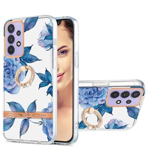 huismerk For Samsung Galaxy A32 5G Ring IMD Flowers TPU Phone Case(Blue Peony)