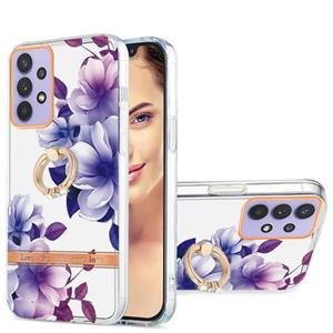 huismerk For Samsung Galaxy A32 5G Ring IMD Flowers TPU Phone Case(Purple Begonia)