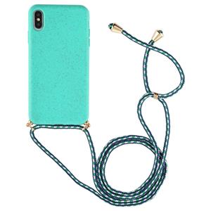 huismerk Voor iPhone XS Max TPU Anti-Fall Mobiele Telefoon Case Met Lanyard (Blauw)