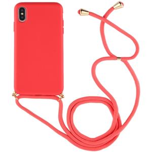 Huismerk Voor iPhone XS Max TPU Anti-Fall Mobiele Telefoon Case Met Lanyard (Rood)