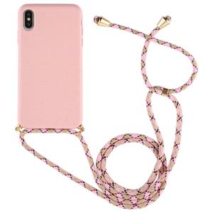 huismerk Voor iPhone XS Max TPU Anti-Fall Mobiele Telefoon Case Met Lanyard (Rose Gold)